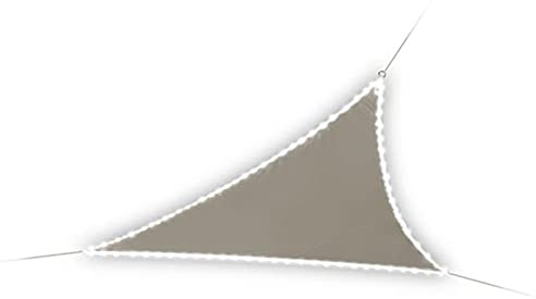 Perel Dreieckiges Sonnensegel mit 107 LEDs, wasserabweisendes Polyester, UV-Schutz 95%, 3.6 x 3.6 x 3.6 m Solar LED Beleuchtung, Shade Sail für Garten und Terrasse, Taupe