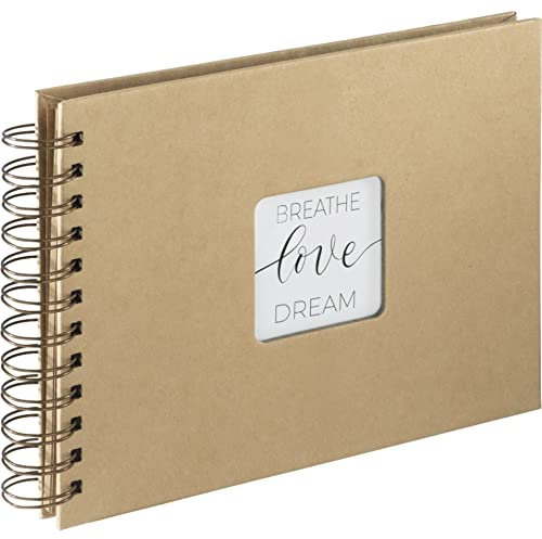 Hama Craft Spiral-Fotoalbum (Erinnerungsalbum für Hochzeit, Geburtstag, Taufe, 24 x 17 cm, 40 Seiten aus schickem Kraftpapier zum Personalisieren und Kleben, für bis zu 40 Fotos à 10 x 15 cm), Braun