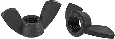 sourcing map M8 Écrou Papillon Écrous à Oreilles Nylon Main Torsion Serrage Attaches Noir 12pcs