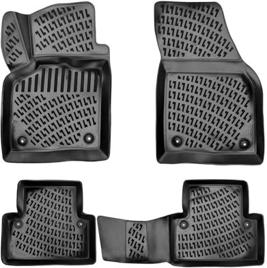 Fußmatten 3D Gummimatten kompatibel mit Volvo C30 Schrägheck 2006-2012 Gummi TPE Schwarz 4X