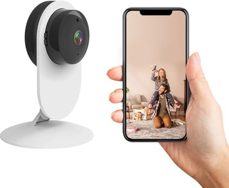AGSHOME - Cámara de vigilancia de vídeo inteligente WiFi con vídeo HD 1080p, detección de movimiento, audio bidireccional, instalación fácil y funciona con alarma inalámbrica