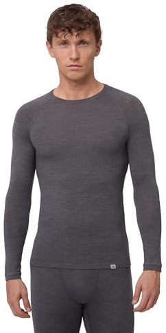DANISH ENDURANCE Camiseta Térmica Hombre Manga Larga, Camiseta Lana Merino Hombre, con o Sin Cremallera