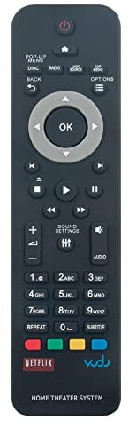 VINABTY Ersatzfernbedienung Kompatibel mit Philips Blu-Ray Heimkinosystem mit APP Netflix VUDU HTS3541/f7 HTS3581 /93 HTS3564/F7 HTB3524/F7 HTS3564 HTS3541