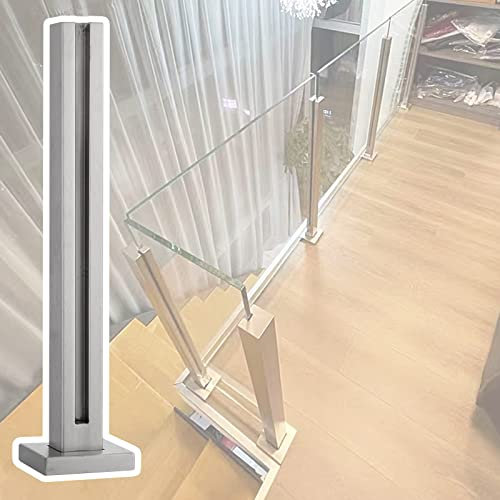 Geländerpfosten Glas-Geländerpfosten Glas-Geländer, Silber Edelstahl Glasgeländer Paneele, Quadratische Glaszapfen Pfosten Für Glasdicke 10/ 12mm (Color : End Post, Size : 90cm/3ft)