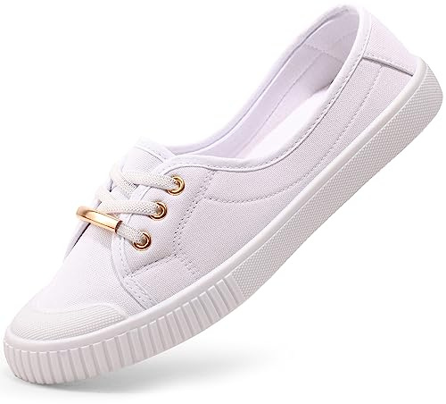 Harvest Land Womens Canvas Shoes Low Top Flat Gym Sports Pumps Trainers Lace Up Ladies Girls Fashion Pumps