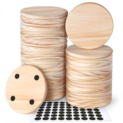 36 Stück unlackierte Holzuntersetzer, Massivholzplatte, GOH DODD 10,2 cm Holzrohlinge mit Fußpolstern für Handwerk, Lasergravur, Holzverbrennung, Färbung, Malerei, Decoupage Hochzeit, rund