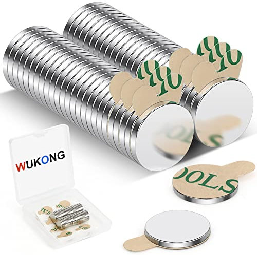 Wukong 50 Stück Neodym Magnete Selbstklebend Stark, 8×1mm Klebemagnete Selbstklebend Magnete Klein, Mini Magnete Selbstklebend für Kühlschrank und Büro