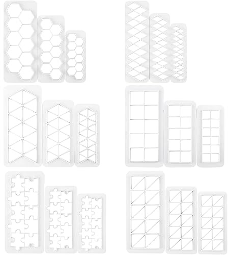 HAKZEON Juego de 18 moldes de galletas geométricas de 246 piezas, cortador hexagonal de galletas de fútbol, moldes triangulares y cuadrados para galletas para hornear y decorar pasteles