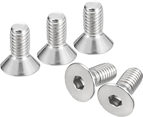 sourcing map Tornillos de cabeza avellanada plana de 3/8-16 x 7/8 pulgadas, 10 tornillos hexagonales de acero inoxidable 304, rosca completa, pernos avellanados