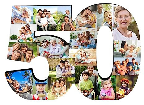 Personalizzato qualsiasi collage di foto numerato Regali personalizzati 16° 18° 25° 50° compleanno anniversario di matrimonio cartello in legno con foto da 1 a 20 foto personalizzata qualsiasi numero