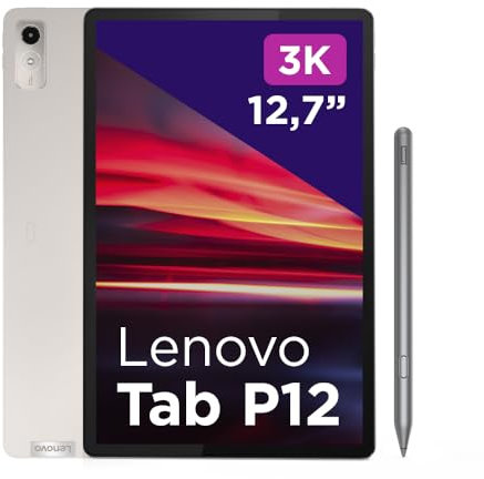 Lenovo Tab P12, Tablet display 3K da 12.7, MediaTek Dimensity 7050, RAM 8GB, Memoria 128GB, WiFi 6, Tablet Android 12 - Oat Grey, Caricabatterie incluso, Esclusiva Amazon