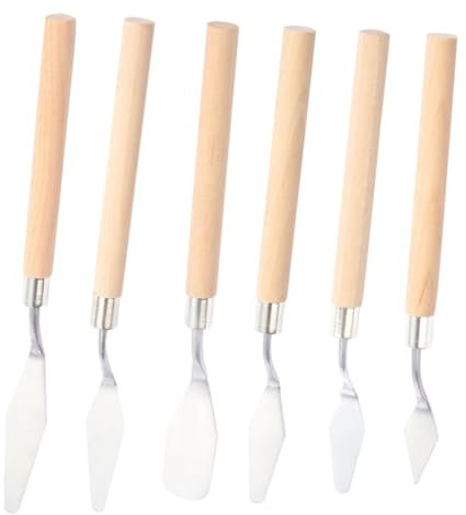 EXCEART 6piezas Raspadores De Pintura Espátulas Artísticas Herramientas para Pintura Mango De Madera Acero Inoxidable Duradero y Flexible