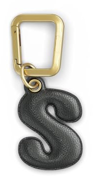 UNTAGS - Charm Buchstabe S - Material mit Ledereffekt - Inklusive Goldener Metallschnalle - Schwarz