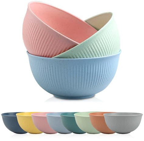 YunBey Tazones Desayuno Grandes, 8 Piezas Ensaladera de Plástico Reutilizable Durable, Bol Grande Cocina para Sopa Ramen Ensalada Cereales para Niños y Adultos