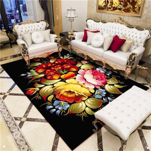 RUGMRZ Bettumrandung Teppich Babyzimmer Teppich Junge Farbe Blume grünes Blatt Muster Schlafzimmer Teppich feuchtigkeitsbeständig Draußen Teppich 140X200CM