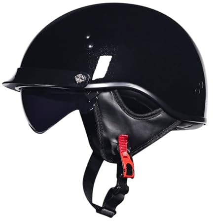 Halbschalenhelm Mit ECE-Zulassung Vintage Motorradhelm Baseball Cap Cruiser Chopper Scooter Helm Herren Retro Motorrad Halbhelm Damen Mofa Helm 1,2XL(63~64CM)