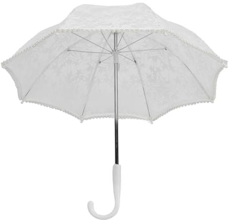 Miskall Spitzen-Hochzeitsschirm, romantische Stickerei, Blumen-Brautschirm, ergonomischer Griff, Spitzen-Sonnenschirm, Regenschirm für Party, Fotografie, Requisite (51322A (Kind))