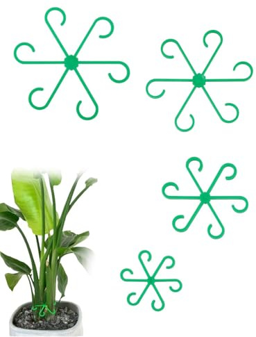 BPTRKOM 4 piezas de soportes para tallos de plantas - soportes para tallos plantas trepadoras,soportes para plantas trepadoras,anillo para plantas,flores,hortensias,rosas,tomates (verde)