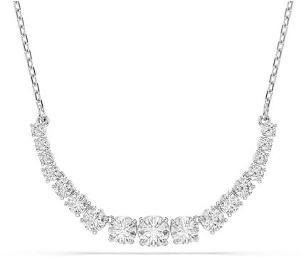 Swarovski Matrix Collana, Gioiello Versatile con Zirconia Bianchi, Pietre Scintillanti a Taglio Round, Chiusura a Moschettone, Placcatura in Tonalità Rodio, 42-49 cm, 0,5 x 5,6 cm