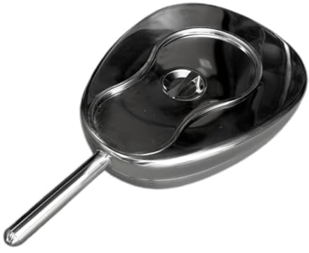 perfeclan Bettpfanne aus Edelstahl mit Griff, leicht zu reinigen, großes Fassungsvermögen, praktisch, stabil, tragbar, Bettpfanne, Pinkelbehälter für Männer und, mit Deckel
