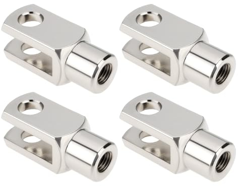 Briny River 4pcs M10x1.5 Right Hand Thread Clevis Fork End Long Joint Zinc Plated Steel Joint for Agricultural Construction Hydraulic Systems