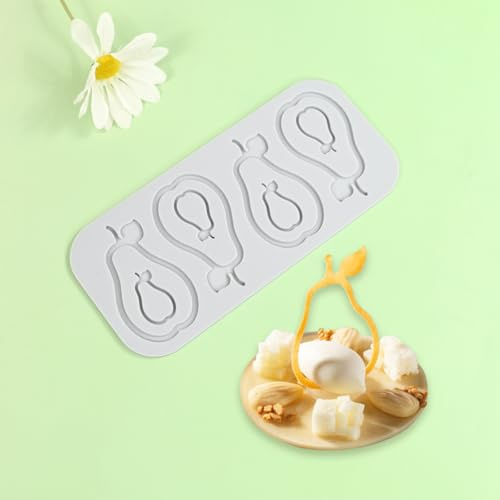 mostsom Silicone Fondant Mold Pear Shape Cake Molds 3D Candy Sugar Lace Mat DIY Baking Mould for Polymer Clay, Dessert Cupcakes (H_ Pear)