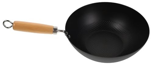 PartyKindom Small Wrought Iron Frying Pan Japanese Style Home Wok Round Bottom, Practical and Stable Cooking Pan for Firewood Stove and Daily Life