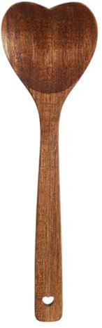 Cuchara de madera en forma de corazón, utensilios de cocina, cucharas de mezcla de mango largo, cucharilla de café, leche, cucharadita para servir, duradera