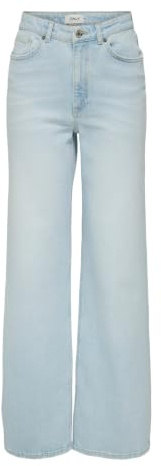ONLY Onljuicy HW Wide Leg Dot114 DNM Noos, blekt denim ljusblå, 27 W x 30 l dam, Ljusblå blekt denim, 27W / 30L