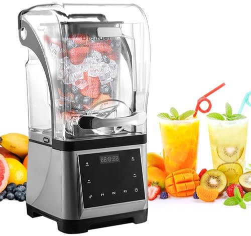 WUDLi Frullatore per frullati, tritaghiaccio Automatico da 1.8L, frullatore a caraffa da 2200W, Multi-velocità Regolabile all'infinito, insonorizzato e con riduzione del Rumore per frullati/Succo
