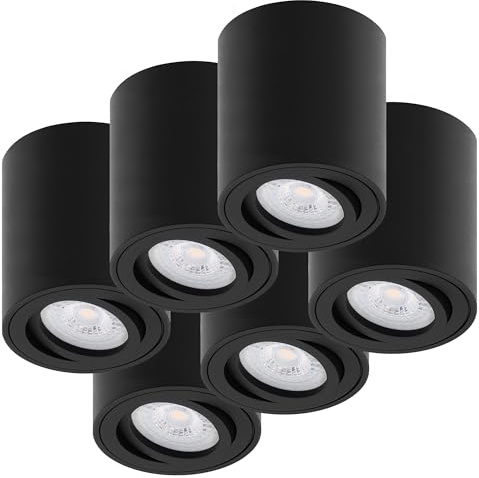 Oktaplex 6 focos de superficie negro - incl. módulo LED regulable 4,9W 230V 2700K blanco cálido 80x85mm spot de montaje Lile M aluminio giratorio