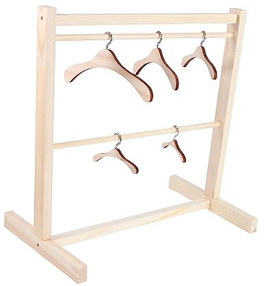FRCOLOR Puppenkleiderständer Aus Holz Kleiderbügel Für Puppen Zum Aufhängen Von Puppenkleidung Holzfarbe Praktisches Hilfsmittel Für Puppenzimmer