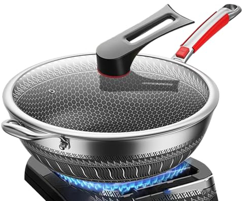 Padella antiaderente con coperchio, padelle antiaderenti leggere e resistenti ai graffi per cucinare pancake, zuppe, uova e uso quotidiano in cucina con facile pulizia