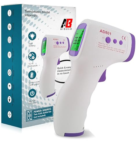 AIBULO Forehead Thermometer for Adults, Kids & Babies – Non-Contact Infrared Digital Thermometer with Fever Alarm, °C/°F Switch, Dual Body & Object Modes, Instant Accurate Readings, Baby Essentials