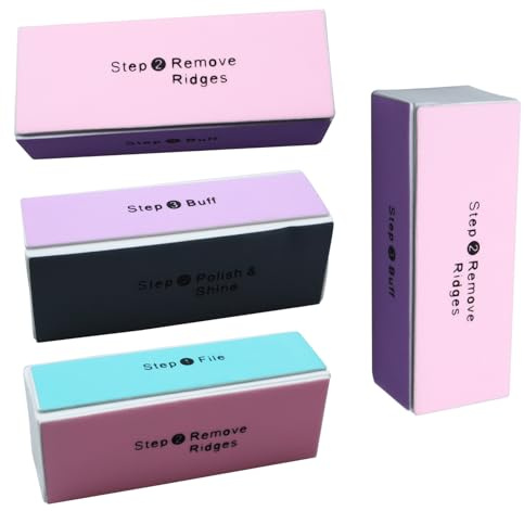 4-Sided Professional Nail Buffer, 4Pcs Nail Sanding Files for Gel Natural and Acrylic Nails, Manicure Tools Nails Buffer Block Fingernail Buffering File