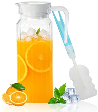 1 Pack Water Jug, 1.1L Clear Acrylic Pitcher with Lid and Handle