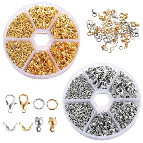 JYNXOR 1140 pcs chiusure per braccialetti Kit, Chiusure Gancetti per Braccialetti, Ganci per Braccialetti diy, Chiusura Chiusure per Collane, Accessori per la Creazione di Gioielli, Kit per Gioielli
