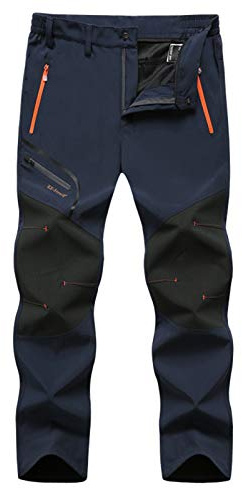Pantalones de esquí impermeables para hombre, con forro polar, acolchados gruesos y bolsillos con cremallera, para senderismo y esquí al aire libre, pantalones de snowboard acolchados gruesos, gris, L