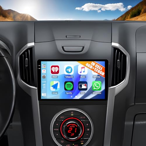 CAMECHO 4G+128G Car Radio for Isuzu D-Max MU-X 2013-2018 with Wireless CarPlay Android Auto, 9 InCell 1280 * 720 Touch Screen Car Stereo with Bluetooth FM RDS GPS WiFi Backup Camera