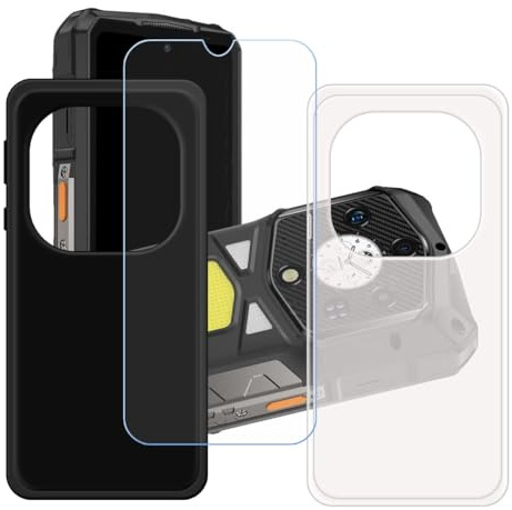CongJiaLingXi Funda para Ulefone Armor 29 Pro Thermal (6.67) + Screen Protector, [2 Piezas] Negro + Translúcido Suave Silicona Caso + Cristal Templado Film Vidrio.
