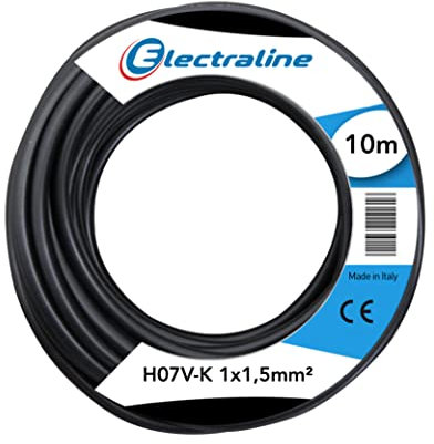 Electraline 15071 Cavo Unipolare N07V-K, Sezione 1x1.5 mm, 10 mt, Nero