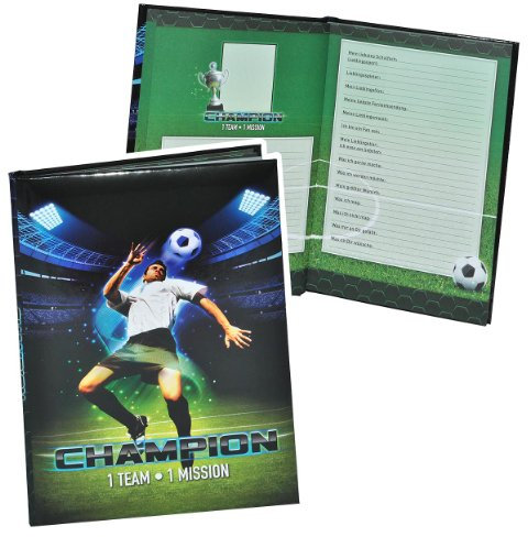 Meine Freunde Buch - Fussball Champion für Jungen - dick gebunden für Schulfreunde Poesie A5 Hardcover - Freundebuch Poesiealbum Kinder Schule