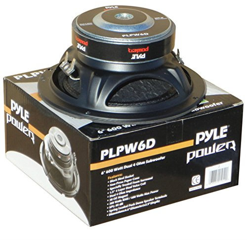 Pyle PLPW6D Subwoofer, 300 Watt RMS, 600 Watt max., Durchmesser: 16,50 cm (6,5 Zoll), DVC-Woofer mit Doppelschwingspule, 4 + 4 Ohm, hervorragend für das Auto oder den heimischen Gebrauch