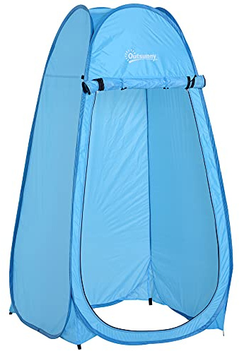 Outsunny Tente de Douche Pop-up Tente de Toilette Pliable et Portable Anti-UV Sac de Transport Inclus pour Plage, pêche, randonnée, Bain, l'extérieur, Bleu
