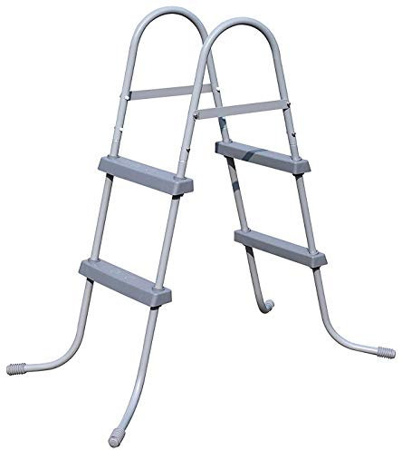 Brandsseller Scala per piscina fuori terra – struttura in acciaio con protezione anticorrosione – 2 gradini antiscivolo per lato – altezza max 81 cm – portata fino a 150 kg