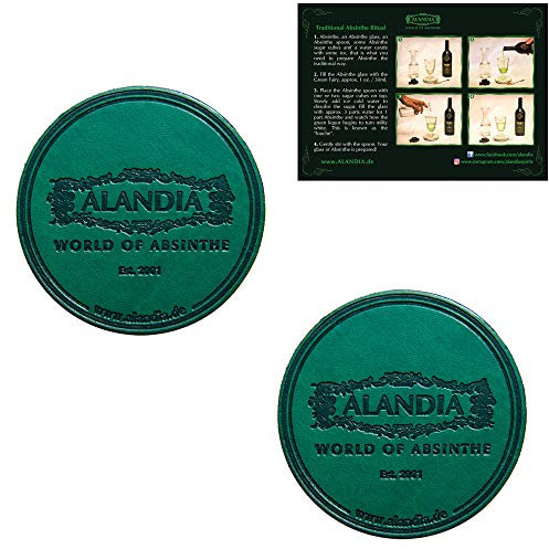Dessous de Verre à Absinthe de ALANDIA | Cuirette Verte | Feutre Noir | Préparation Professionnelle de l'Absinthe