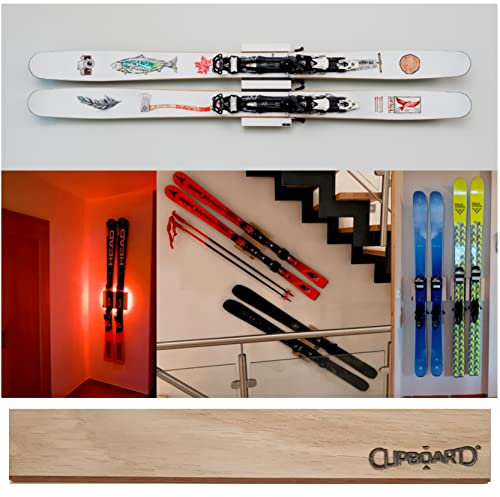 Clipboart® Standard Wandhalterung - Halterung - Ski - Tourenski - Carvingski - Powderski - Alpinski - Carver - 360° Wandbefestigung (Multiplex-Eiche)