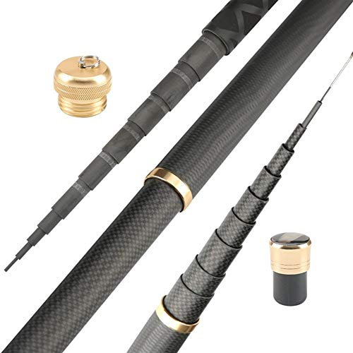 XUCZHAI Super Light Hart Carbon Fiber Hand Angelrute Teleskop Angelrute 2.7M 3.6M 3.9M 4.5M 5.4M 6.3M 7.2M 8M 9M 10M Stream-Rod Angelrute Teleskoprute (Color : Black, Size : 6.3m)