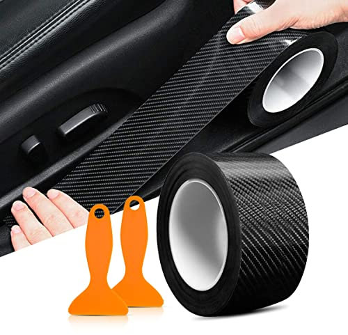 Carbon Folie, einstiegsleisten kohlefaser aufkleber,5cm*10m carbon fiber folie,6D Autofolie schwarz Selbstklebend schutz,Lackschutzfolie Schutzfolie für Auto