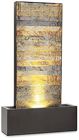 blumfeldt Raincastle - Fontaine de Jardin, intérieur/extérieur, Circulation d'eau Continue avec Loopflow Concept, 12 LED, Pompe de 8W, Indice de Protection IPX8 - Aspect Briques…